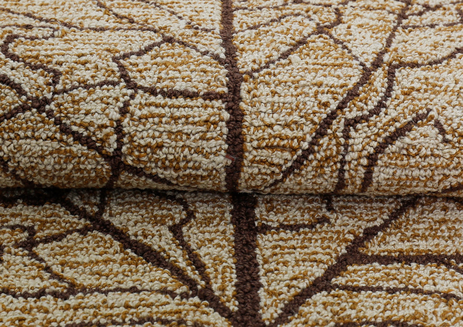 Multi Size Beige Tan Brown Color Hand Hooked Leaf Jute loop Contemporary Oriental Rug