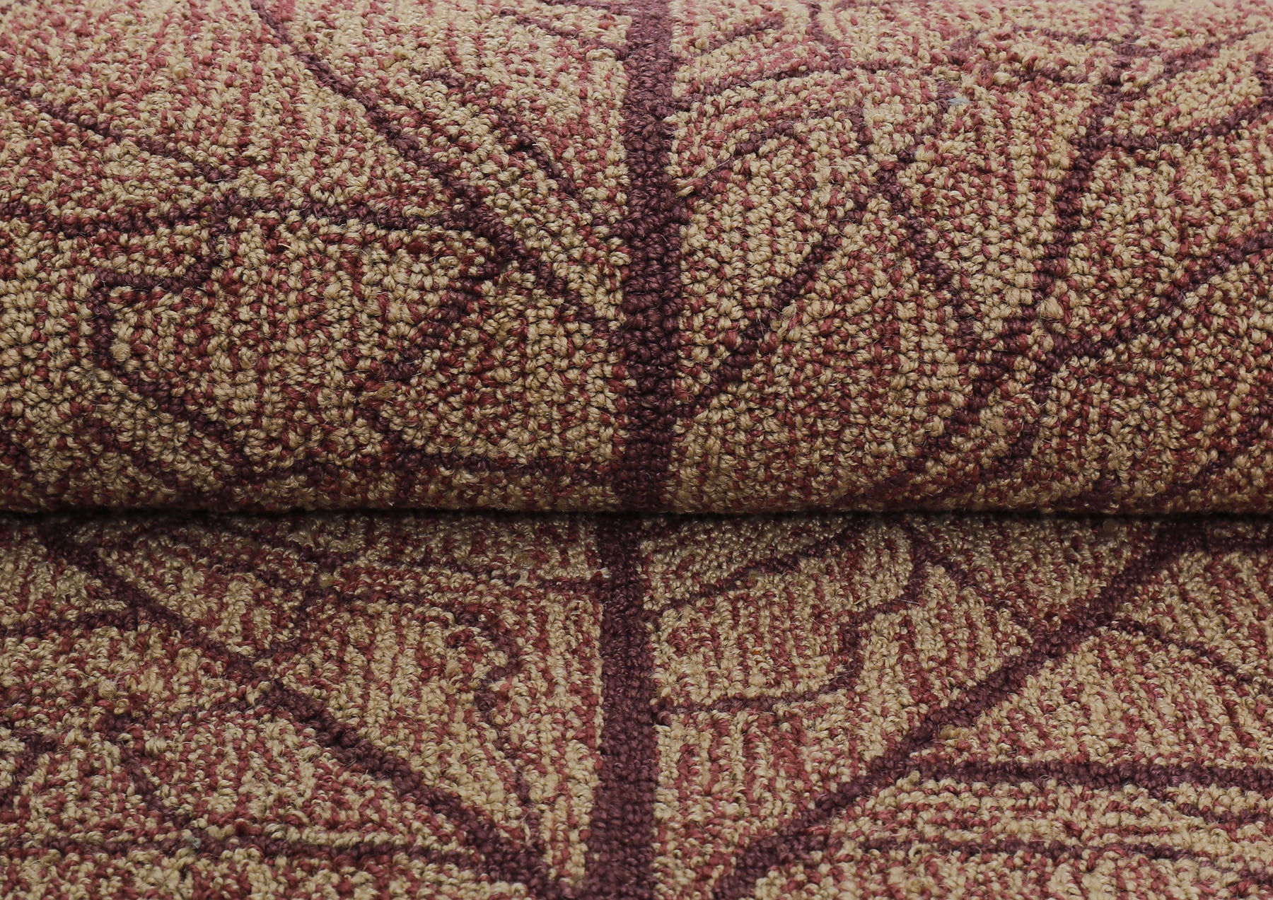 Multi Size Tan Rust Maroon Color Hand Hooked Leaf Jute loop Contemporary Oriental Rug