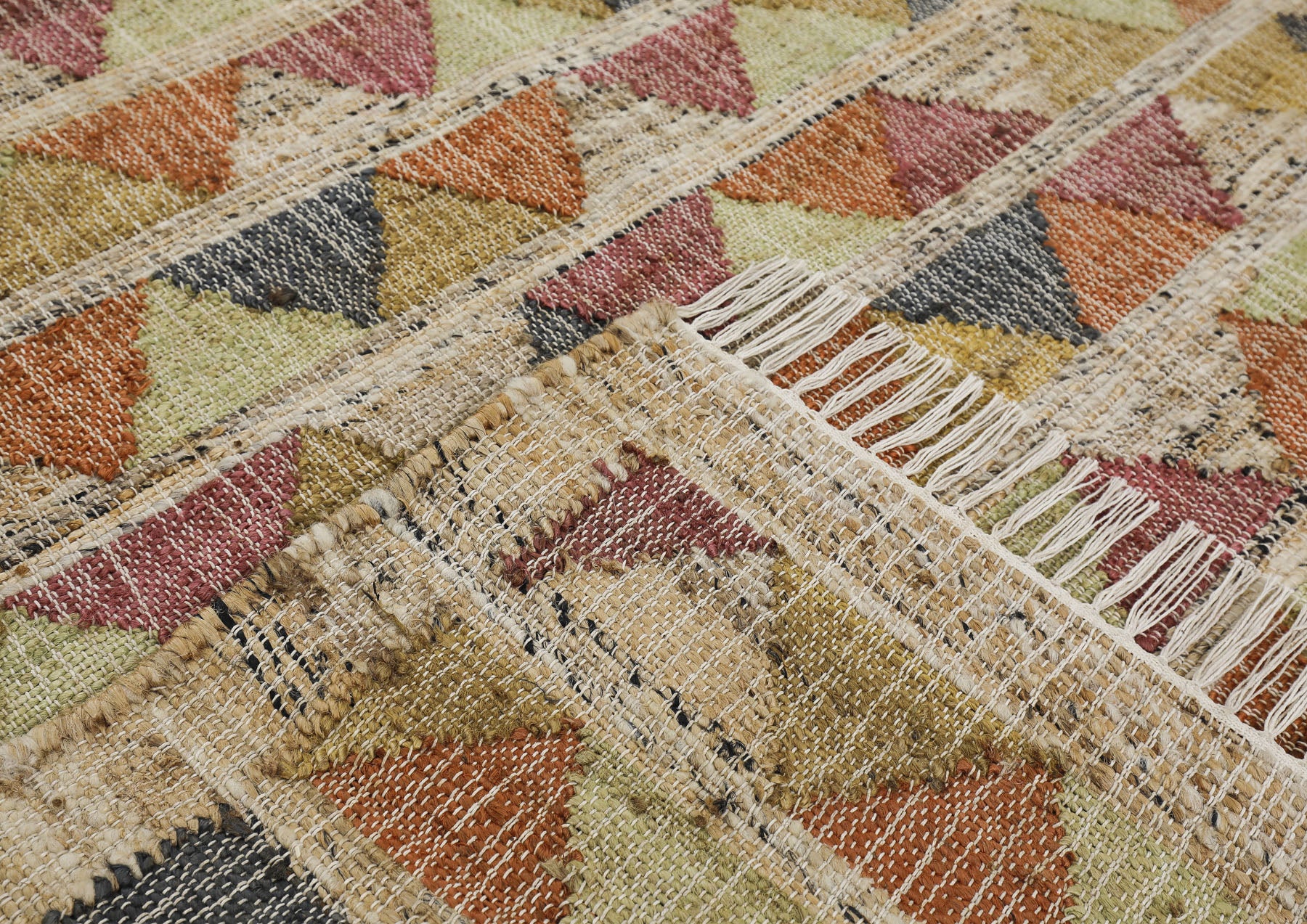 Multi Size Beige coral Gold Color Hand Woven Kilim Jute Southwestern Oriental Rug
