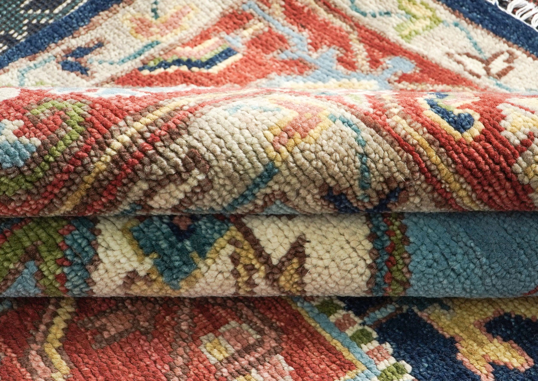 10x14 Rust, Navy, Ivory Color Hand Knotted Oushak Wool  Oriental Rug