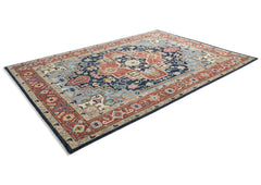 10x14 Rust, Navy, Ivory Color Hand Knotted Oushak Wool  Oriental Rug