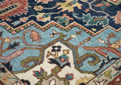 10x14 Rust, Navy, Ivory Color Hand Knotted Oushak Wool  Oriental Rug