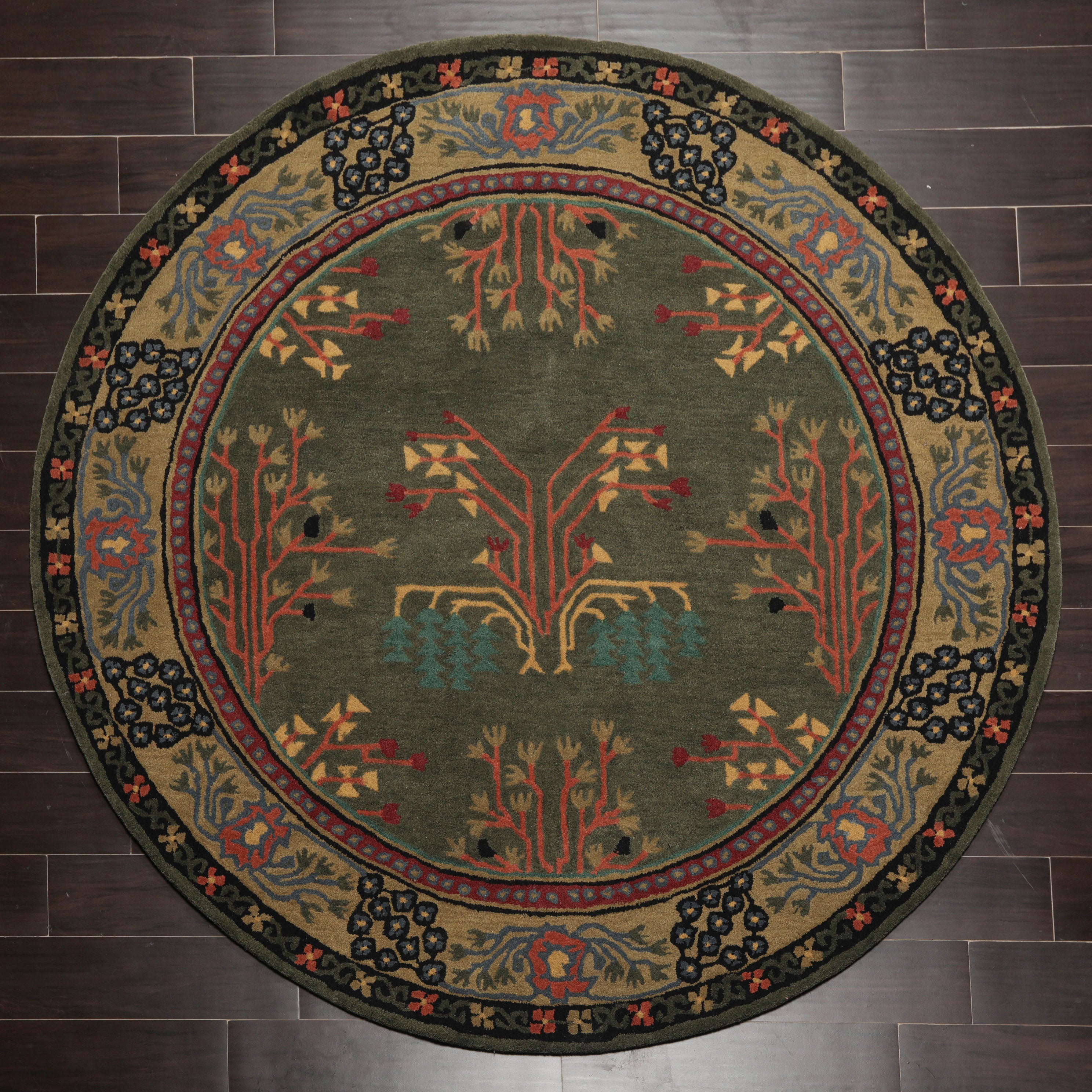 Multi Color Multi Size Hand Tufted Handmade 100% Wool Donegal Branches Arts & Crafts Oriental Area Rug
