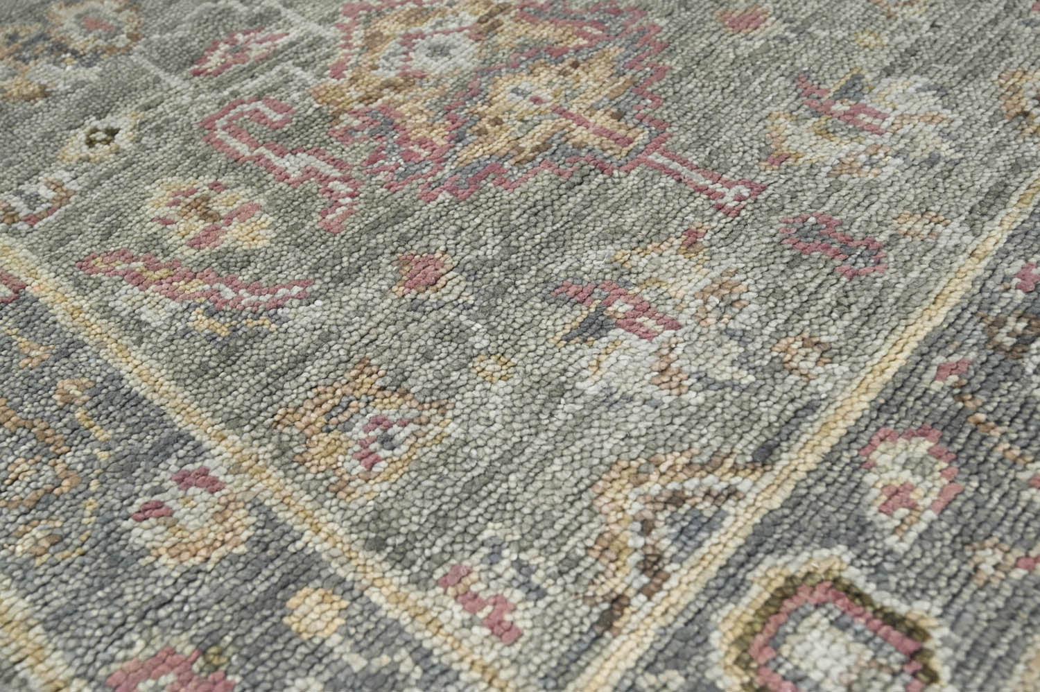 3x5 Moss Slate Blush Color Hand Knotted Oushak Wool Traditional Oriental Rug