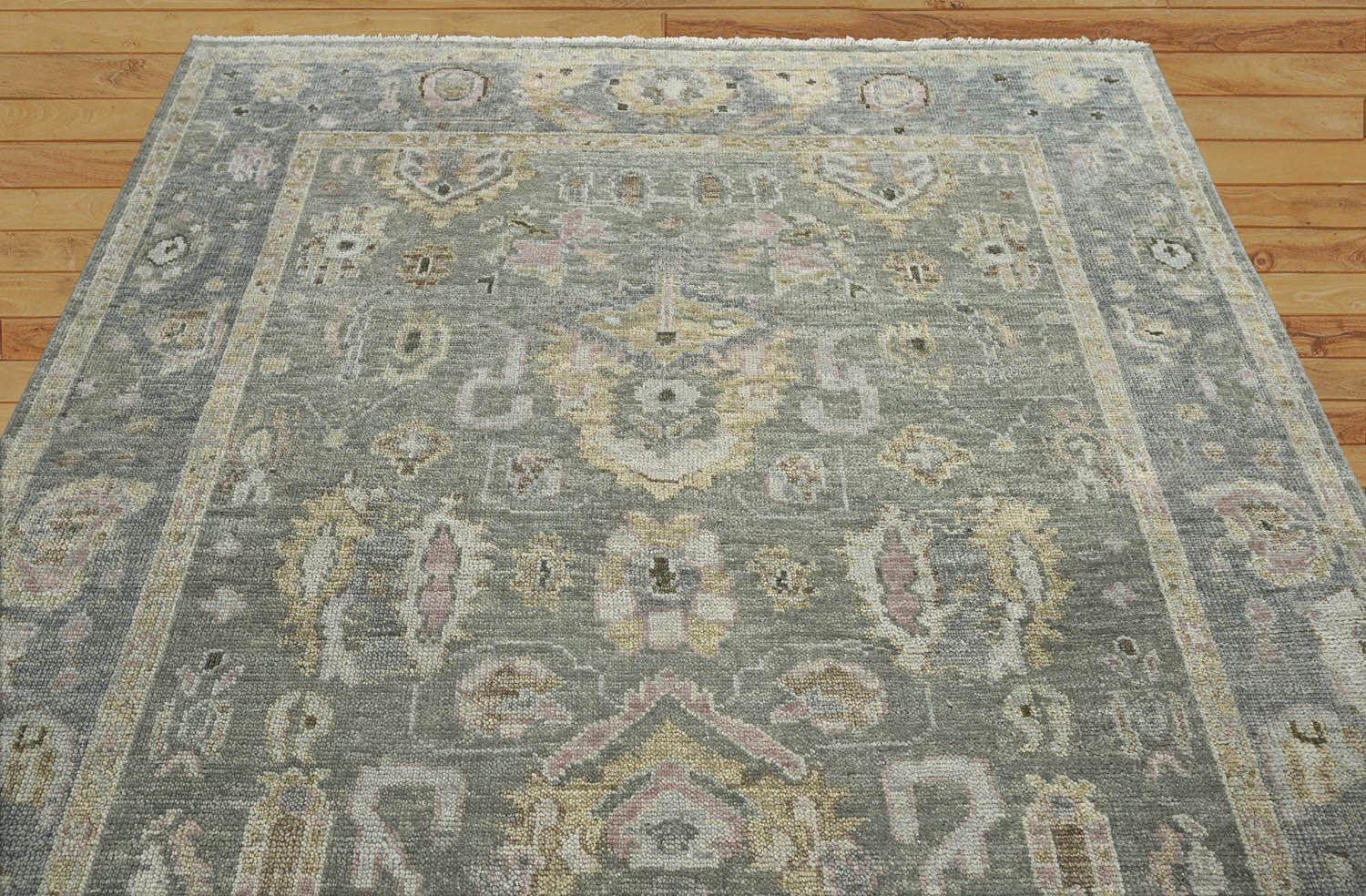 Surrender LoomBloom Multi Size Moss Handcrafted Oushak Wool Area Rug with Traditional Design