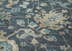 10x14 Blue, Beige, Tan Color Hand Knotted Oushak Wool Arts and Crafts Oriental Rug