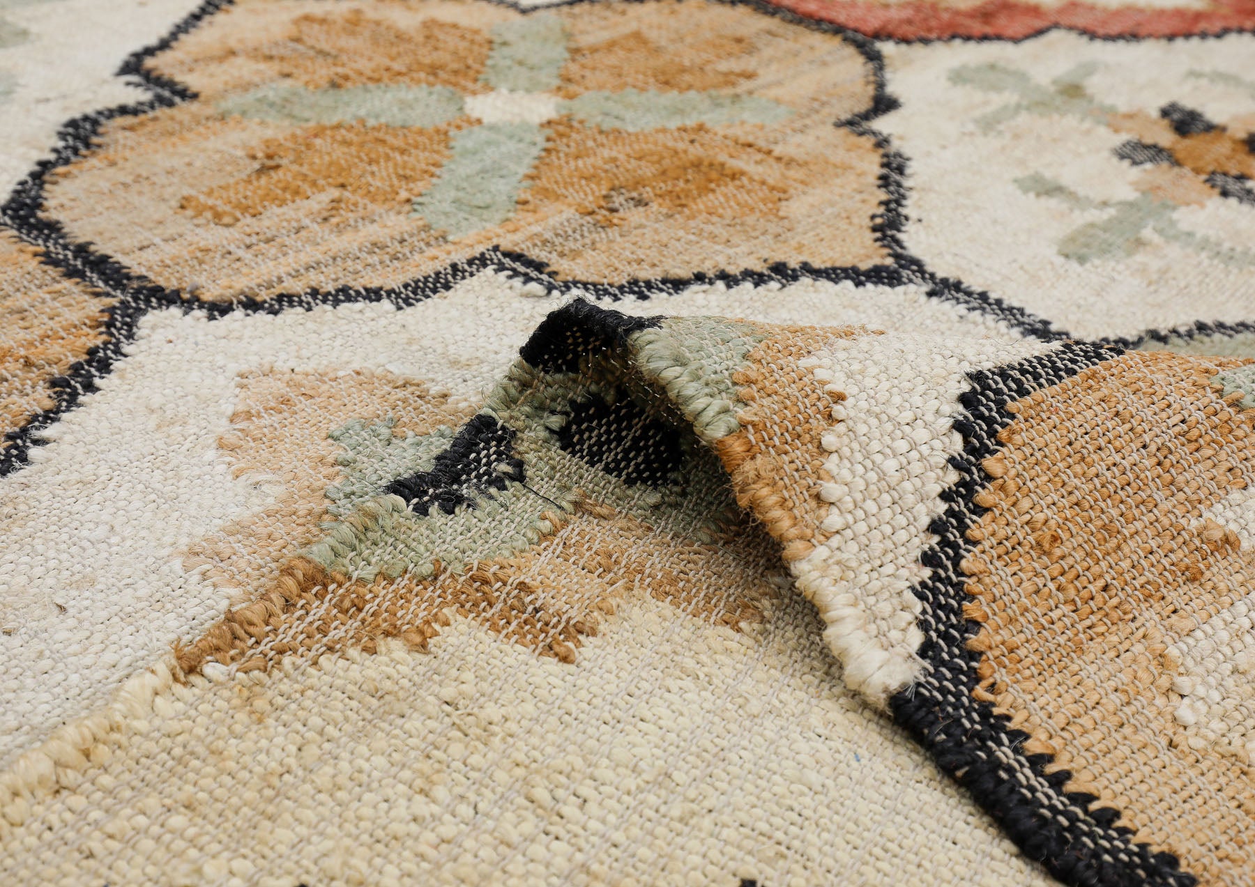 Multi Size Ivory Tan Brown Color Hand Woven Kilim Jute Traditional Oriental Rug