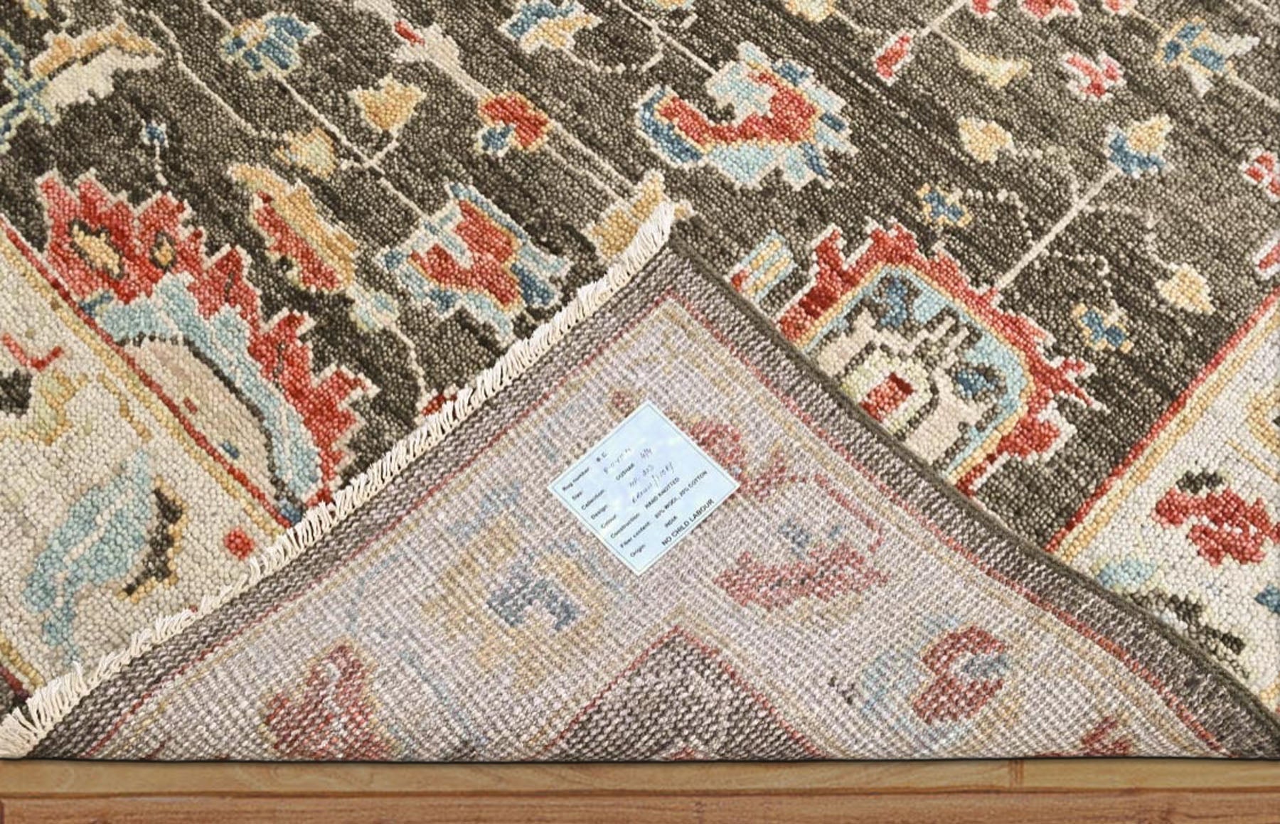 Brown, Beige 8'11''x11'10'' Oushak Arts and Crafts Hand Knotted Wool Oriental Area Rug