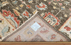 Brown, Beige 8'11''x11'10'' Oushak Arts and Crafts Hand Knotted Wool Oriental Area Rug