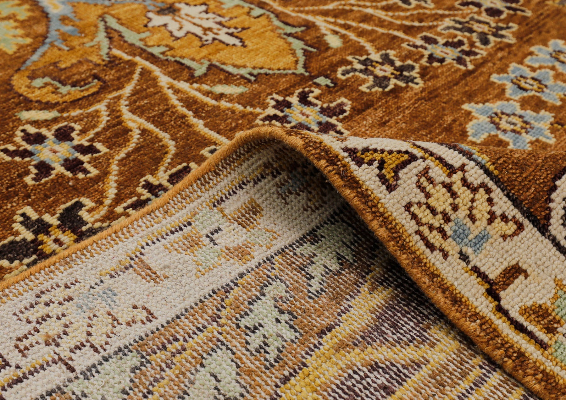 Mocha Ivory 9x12 Oushak Arts & Crafts Hand Knotted Wool Oriental Area Rug