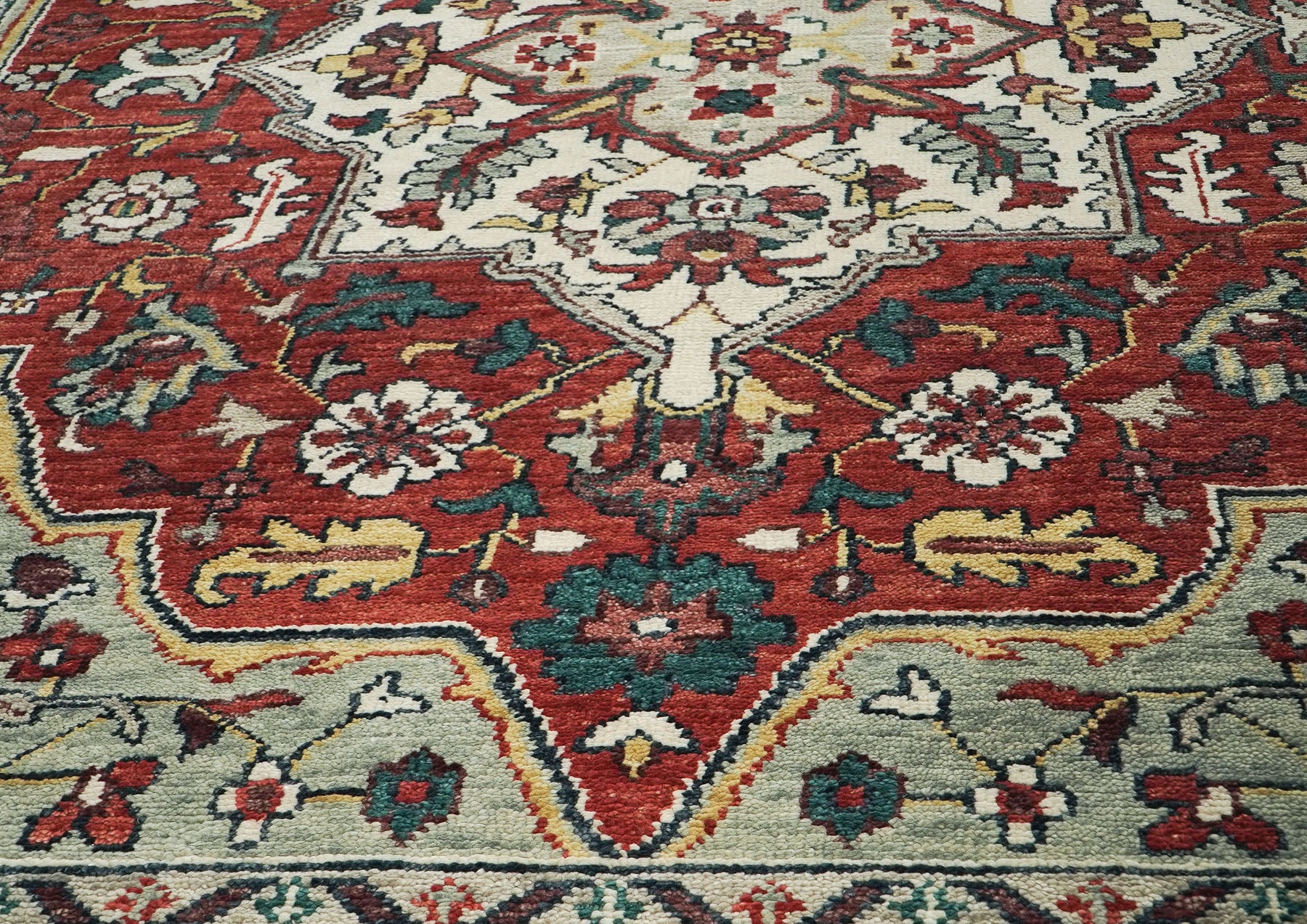 10x14 Rust, Red, Ivory Color Hand Knotted Oushak Wool  Oriental Rug