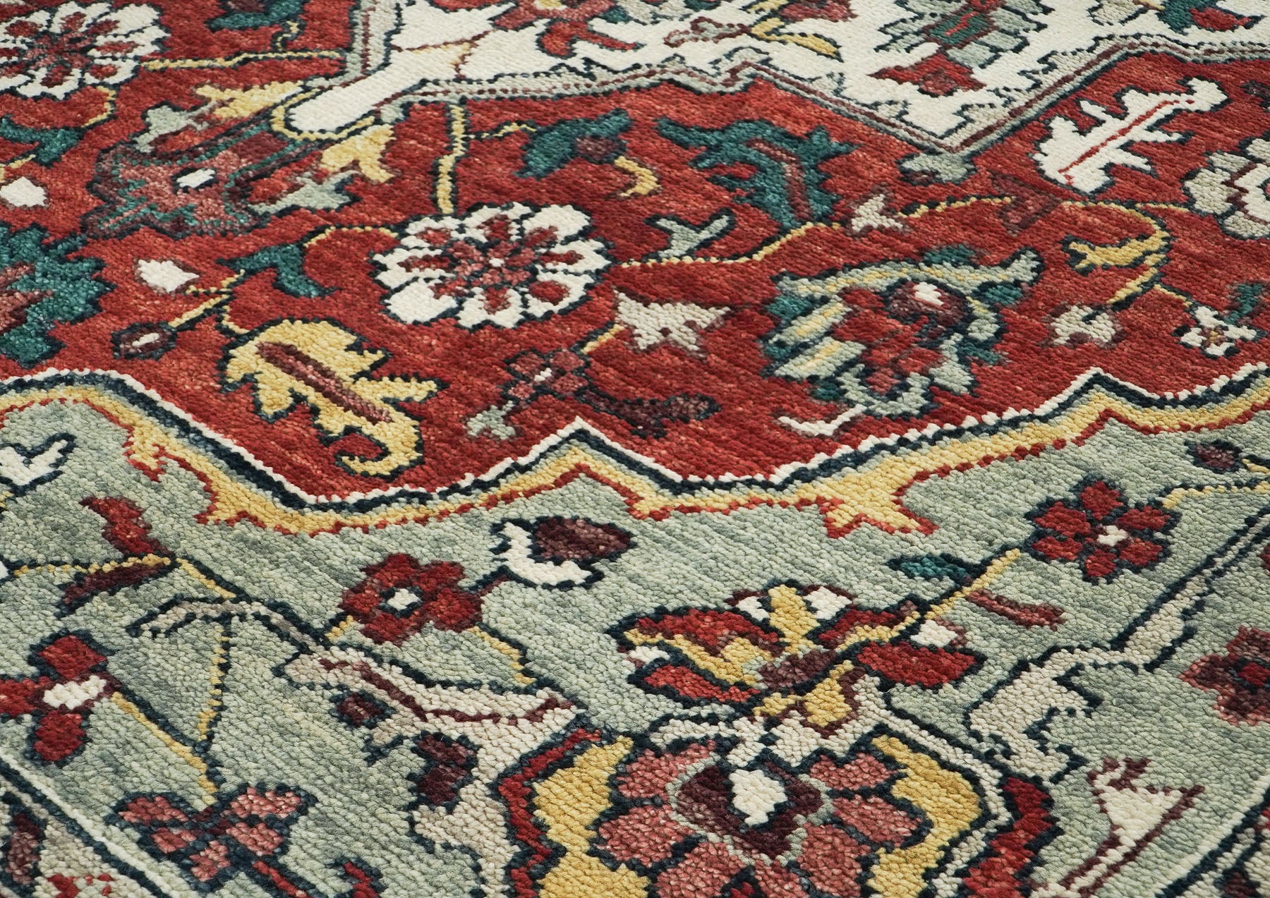 10x14 Rust, Red, Ivory Color Hand Knotted Oushak Wool  Oriental Rug