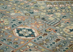 10x14 Slate, Green, Rose Color Hand Knotted Oushak Wool Traditional Oriental Rug