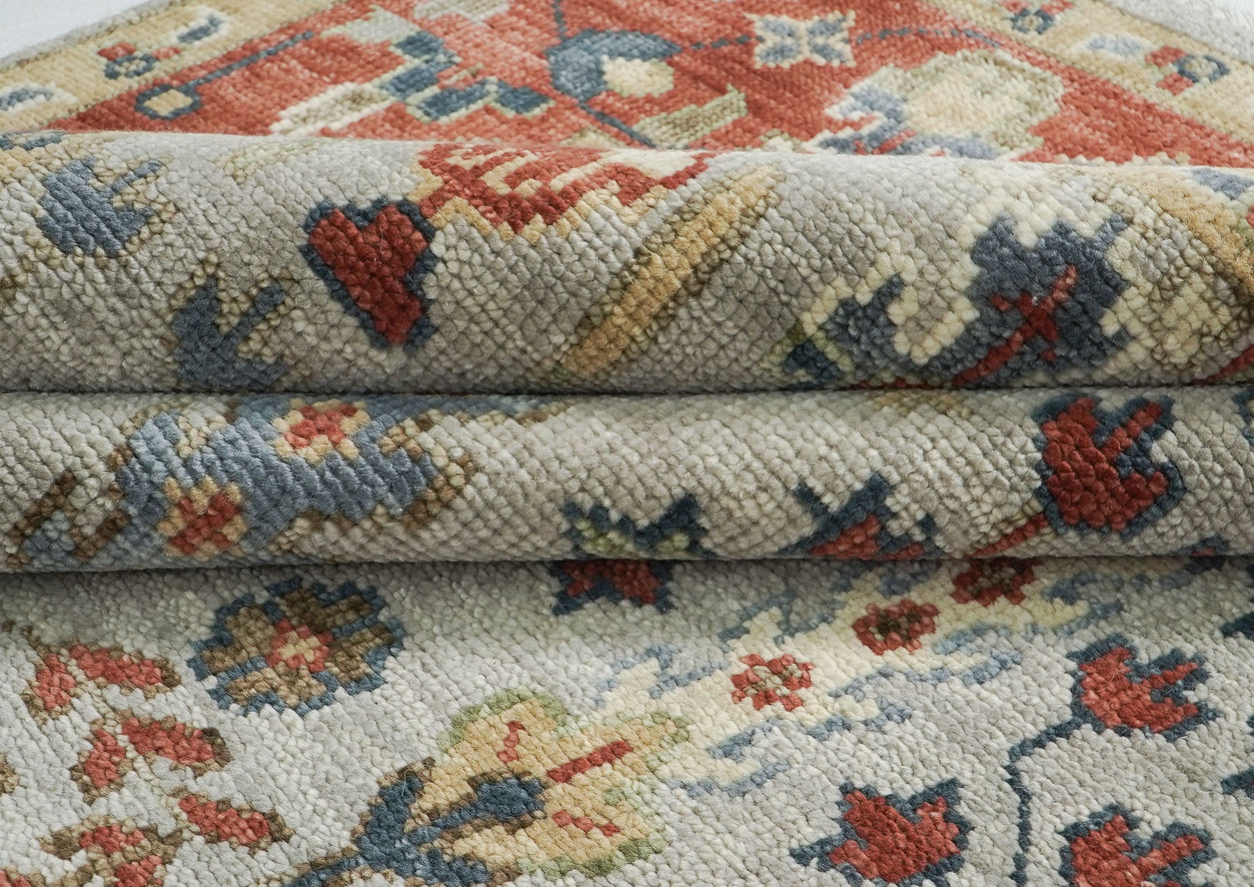 10x14 Slate, Burnt Orange, Tan Color Hand Knotted Oushak Wool Transitional Oriental Rug