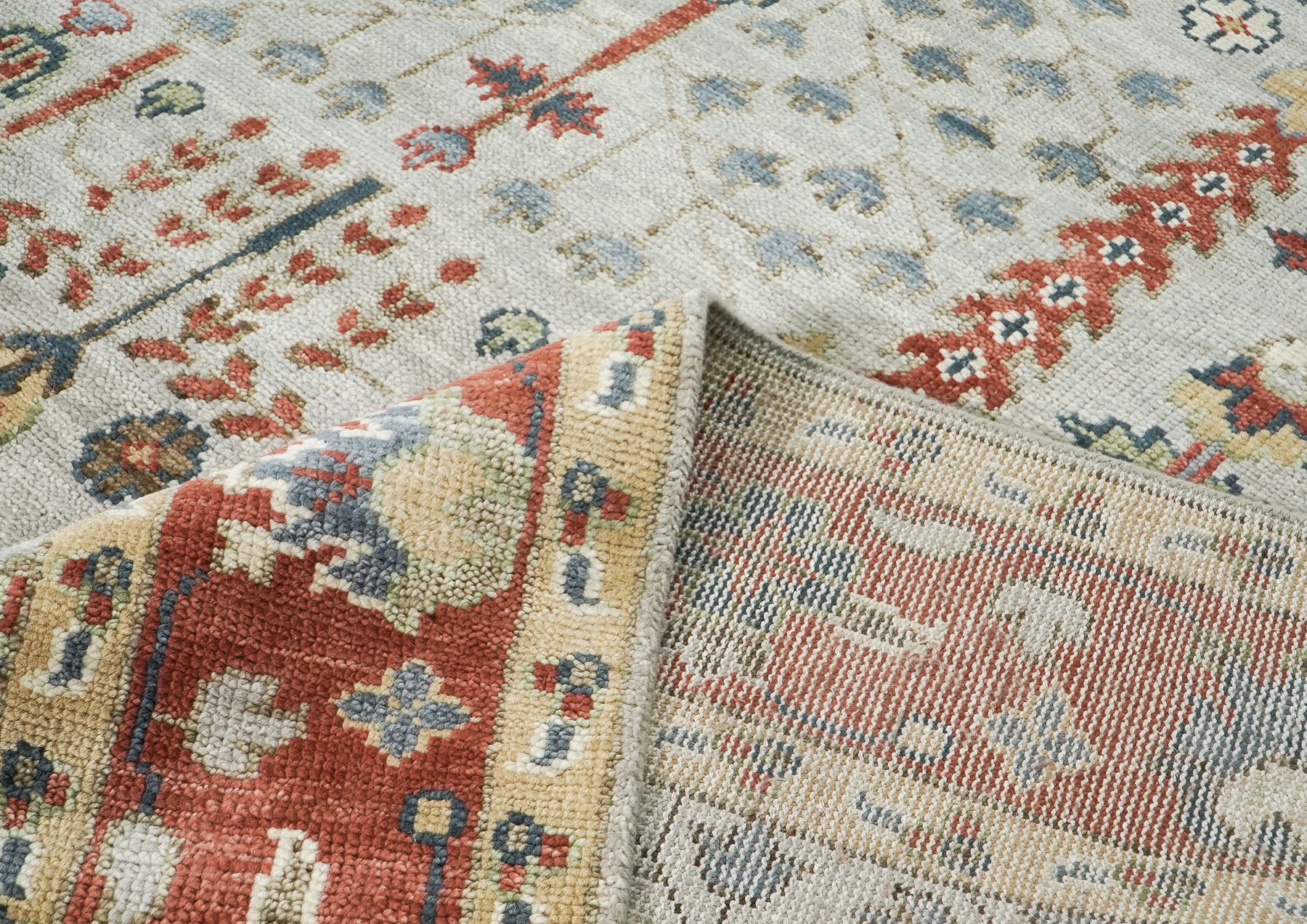 10x14 Slate, Burnt Orange, Tan Color Hand Knotted Oushak Wool Transitional Oriental Rug