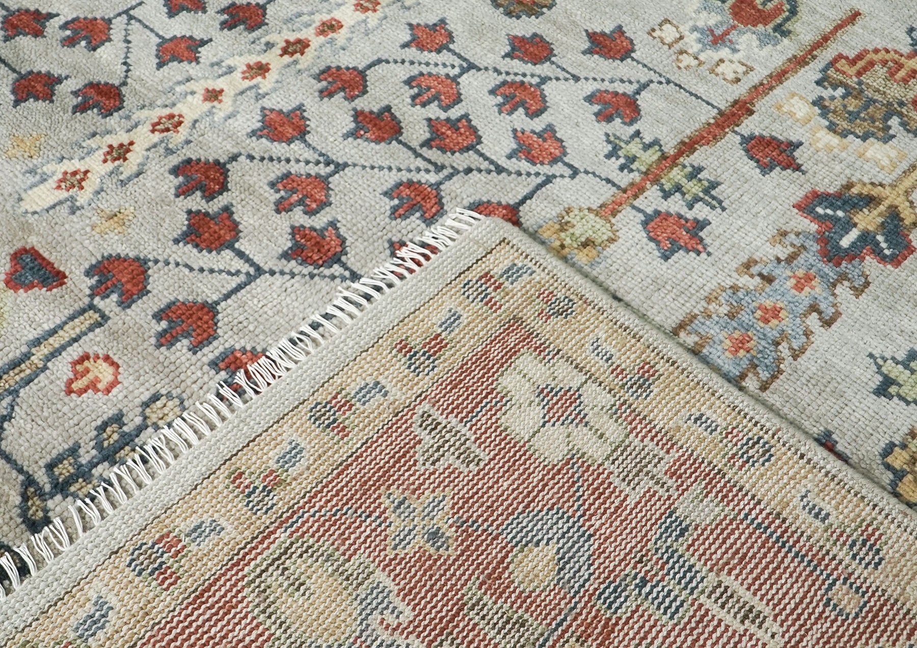 10x14 Slate, Burnt Orange, Tan Color Hand Knotted Oushak Wool Transitional Oriental Rug