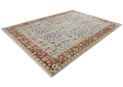 10x14 Slate, Burnt Orange, Tan Color Hand Knotted Oushak Wool Transitional Oriental Rug