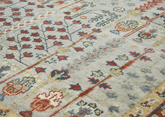 10x14 Slate, Burnt Orange, Tan Color Hand Knotted Oushak Wool Transitional Oriental Rug