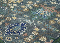 10x14 Blue, Navy, Green Color Hand Knotted Oushak Wool Arts and Crafts Oriental Rug