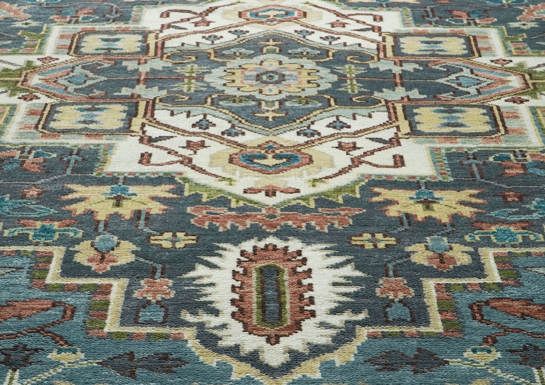 10x14 Slate, Ivory, Rose Color Hand Knotted Oushak Wool  Oriental Rug