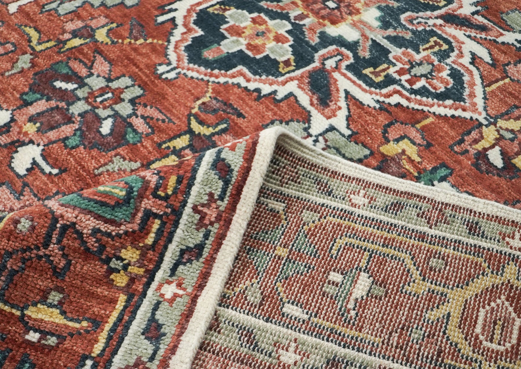 10x14 Rust, Ivory, Rose Color Hand Knotted Oushak Wool  Oriental Rug