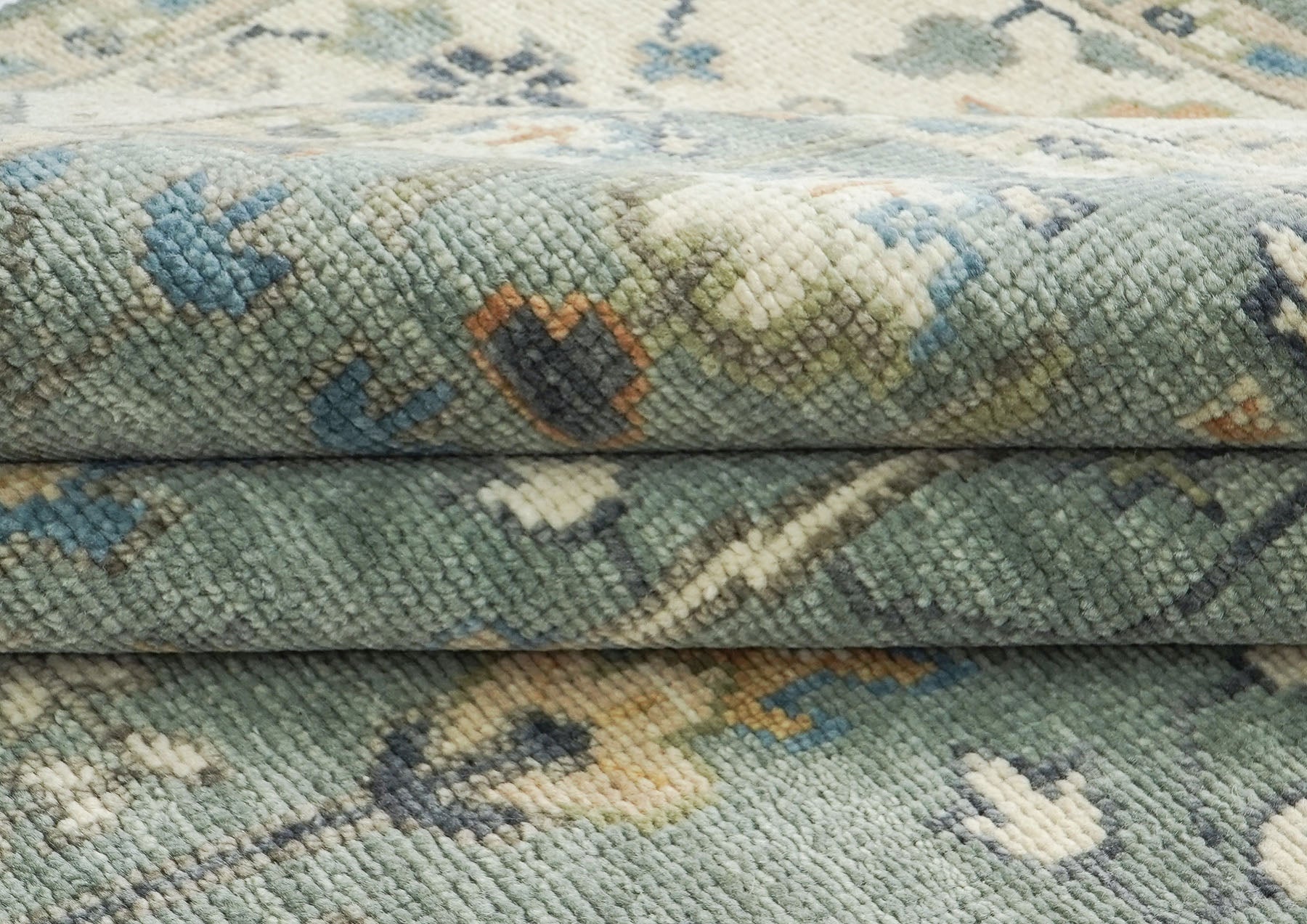 10x14 Slate, Beige, Brown Color Hand Knotted Oushak Wool Transitional Oriental Rug