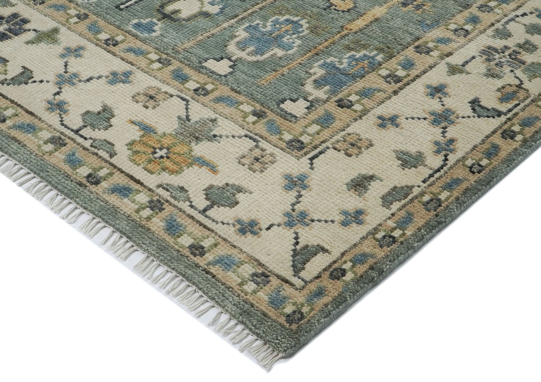 10x14 Slate, Beige, Brown Color Hand Knotted Oushak Wool Transitional Oriental Rug