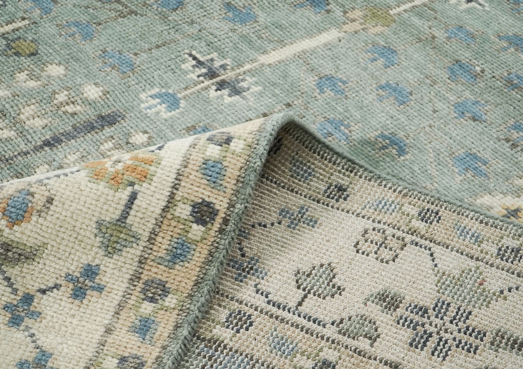 10x14 Slate, Beige, Brown Color Hand Knotted Oushak Wool Transitional Oriental Rug