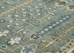 10x14 Slate, Beige, Brown Color Hand Knotted Oushak Wool Transitional Oriental Rug