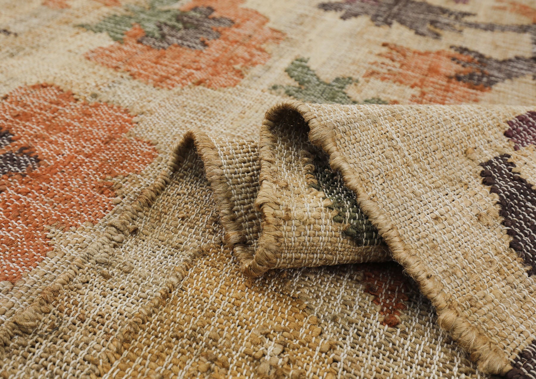 Multi Size Beige Sage Peach Color Hand Woven Kilim Jute Traditional Oriental Rug