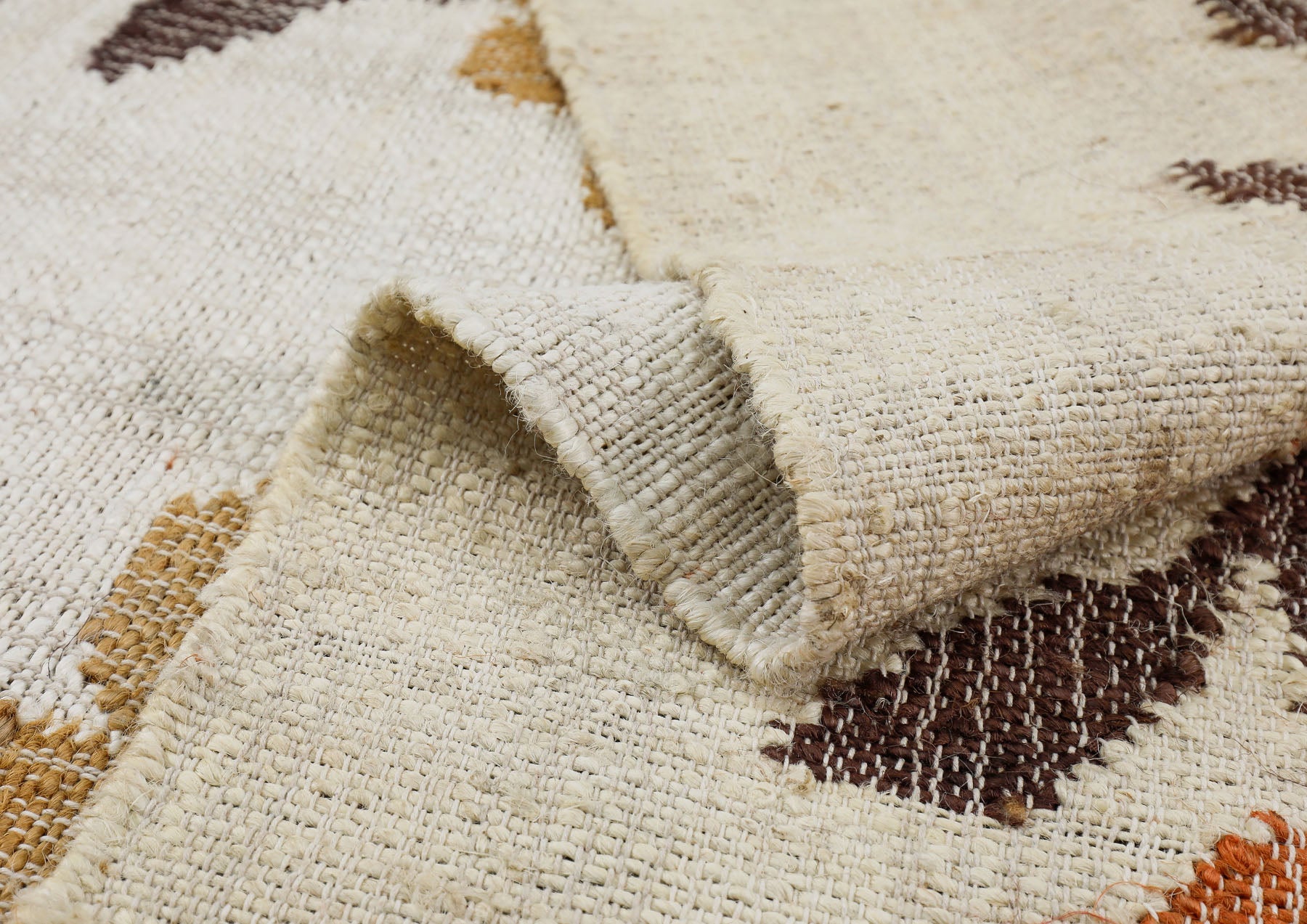 Multi Size Ivory Brown Orange Color Hand Woven Kilim Jute Traditional Oriental Rug