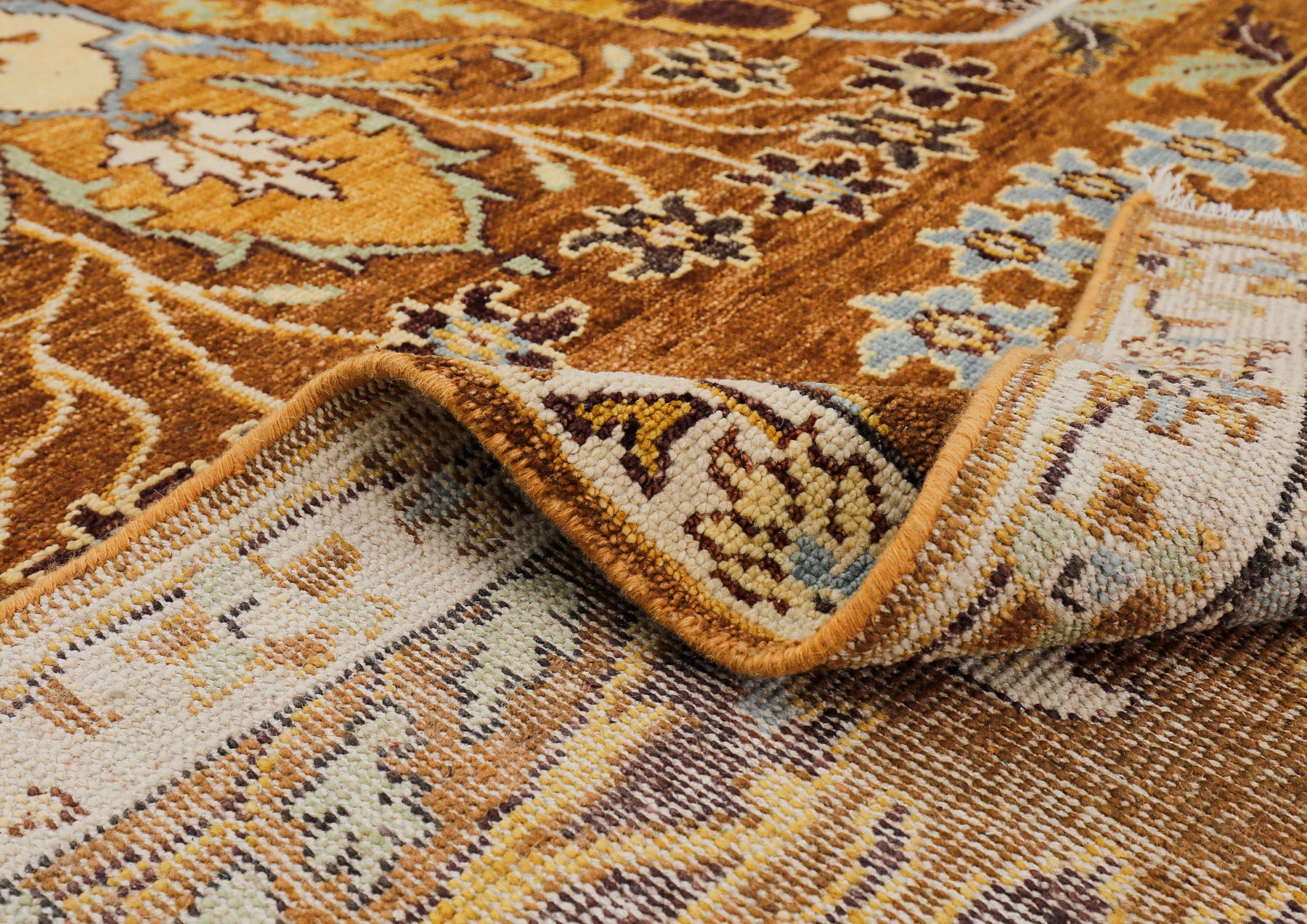 Mocha Ivory 9x12 Oushak Arts & Crafts Hand Knotted Wool Oriental Area Rug