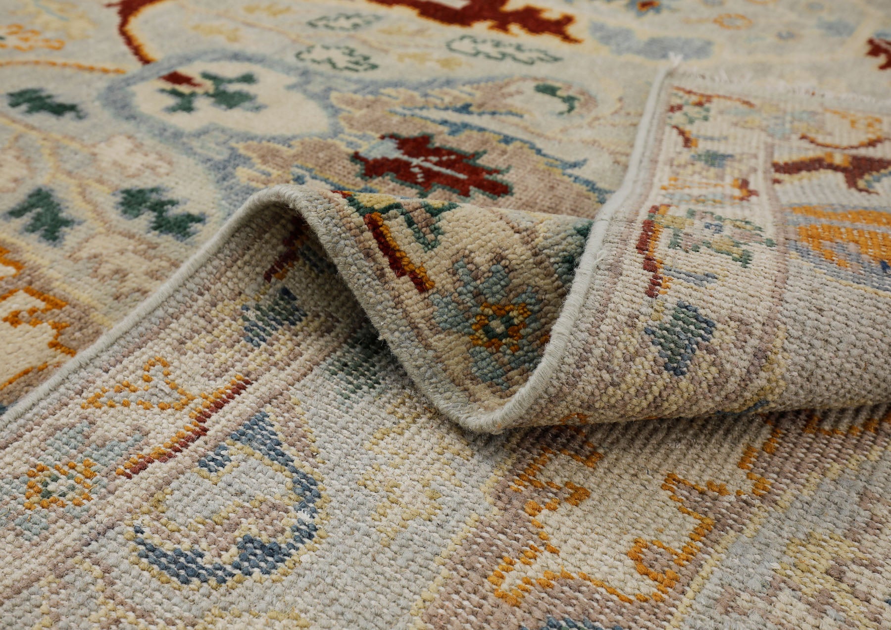 Mint Gray Multi Size Oushak Arts & Crafts Hand Knotted Wool Oriental Area Rug