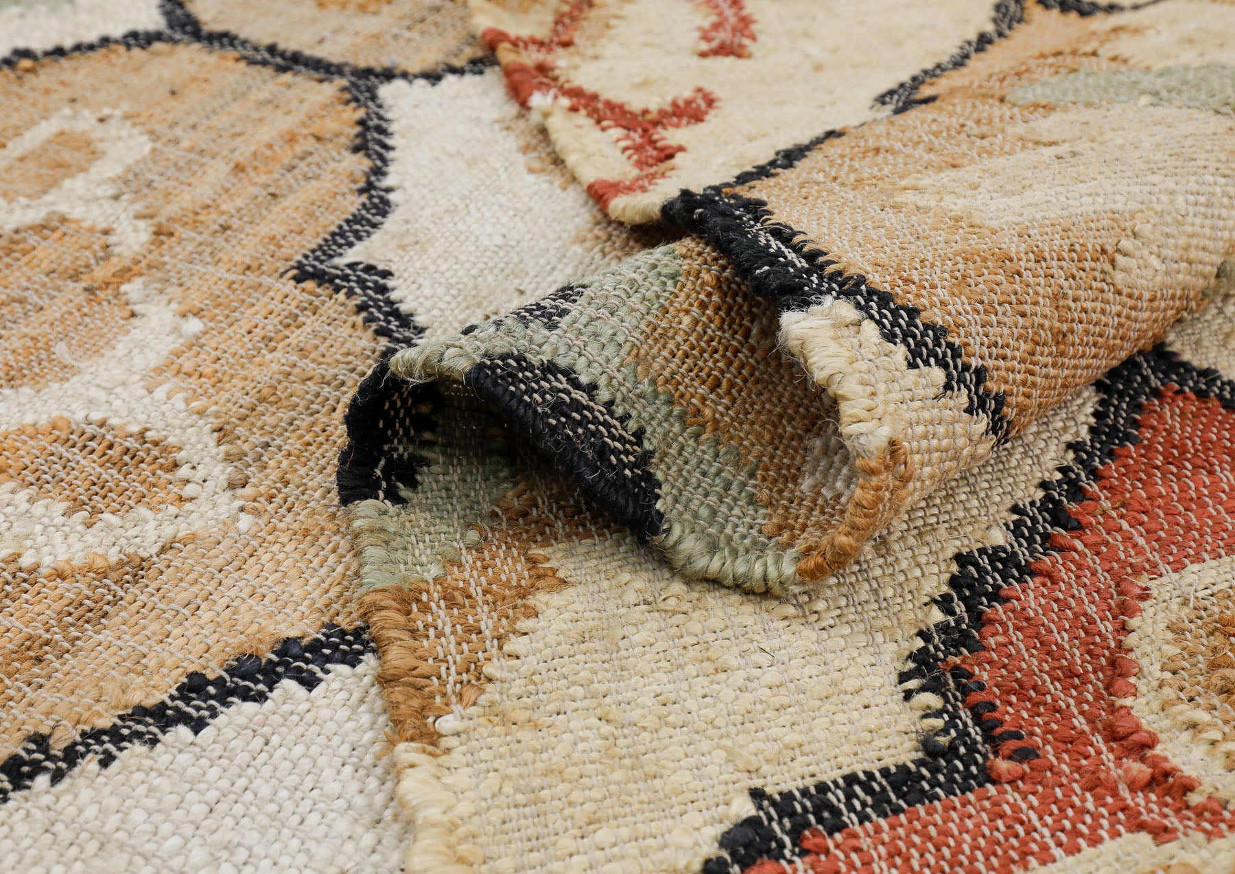 Multi Size Ivory Tan Brown Color Hand Woven Kilim Jute Traditional Oriental Rug
