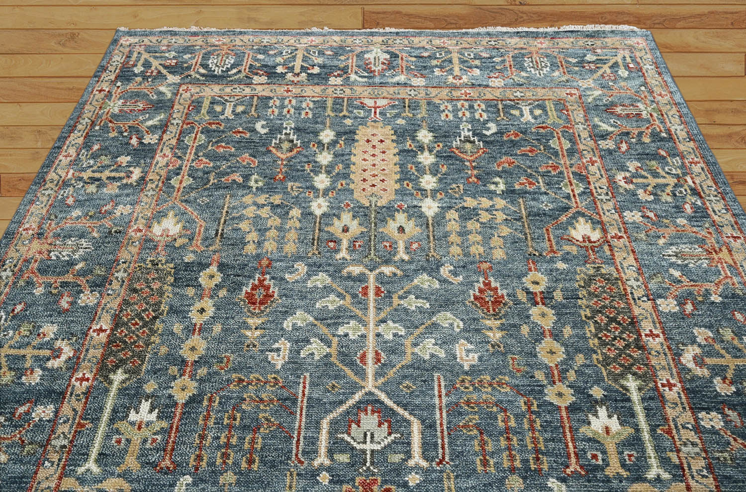 Lesesne LoomBloom Multi Size Slate Handmade Traditional Oushak Wool Area Rug