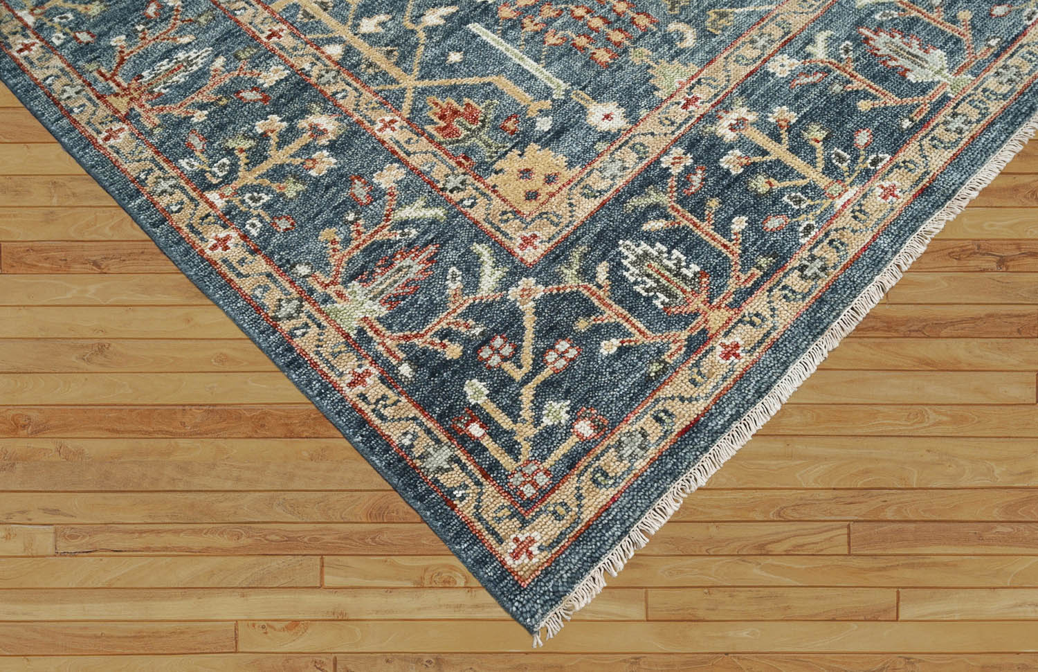 Lesesne LoomBloom Multi Size Slate Handmade Traditional Oushak Wool Area Rug