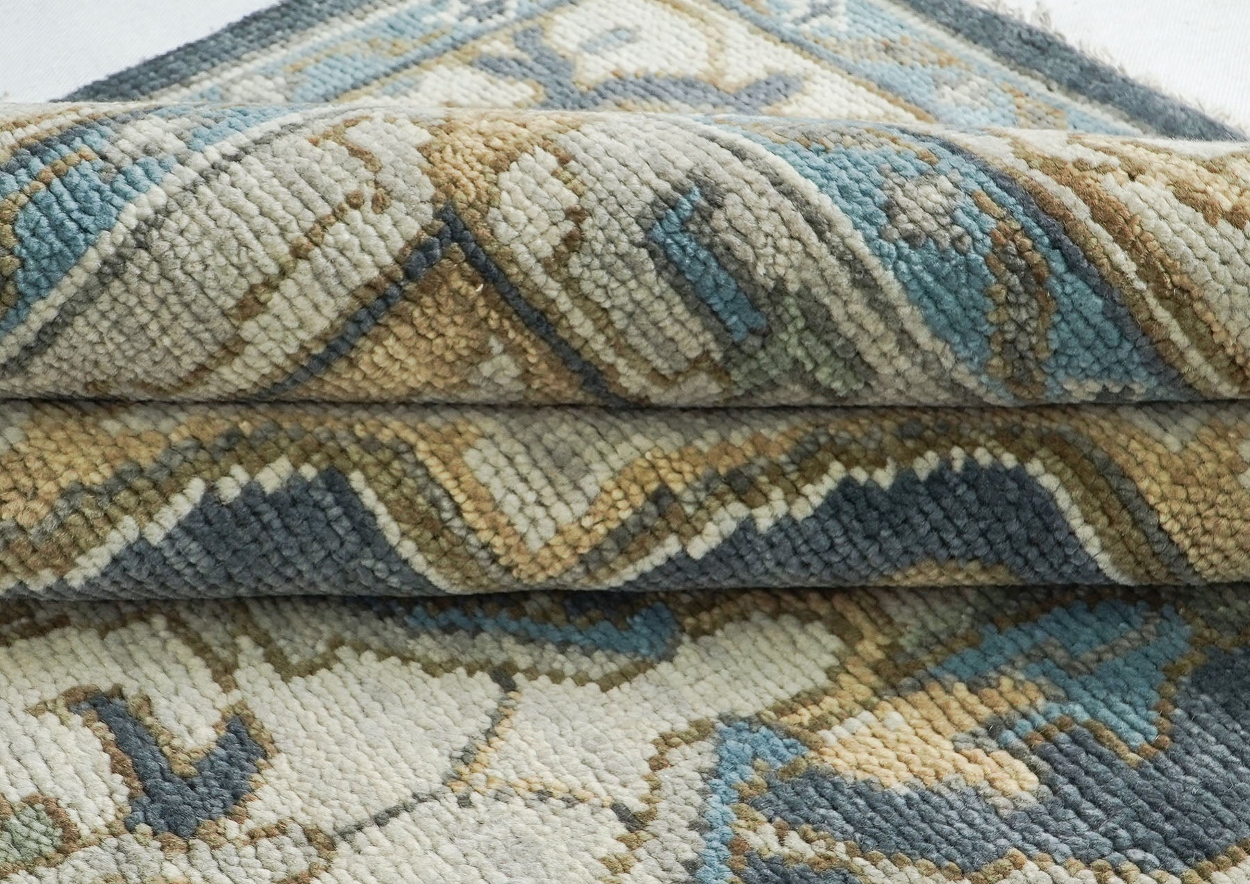 10x14 Slate, Blue, Beige Color Hand Knotted Oushak Wool  Oriental Rug