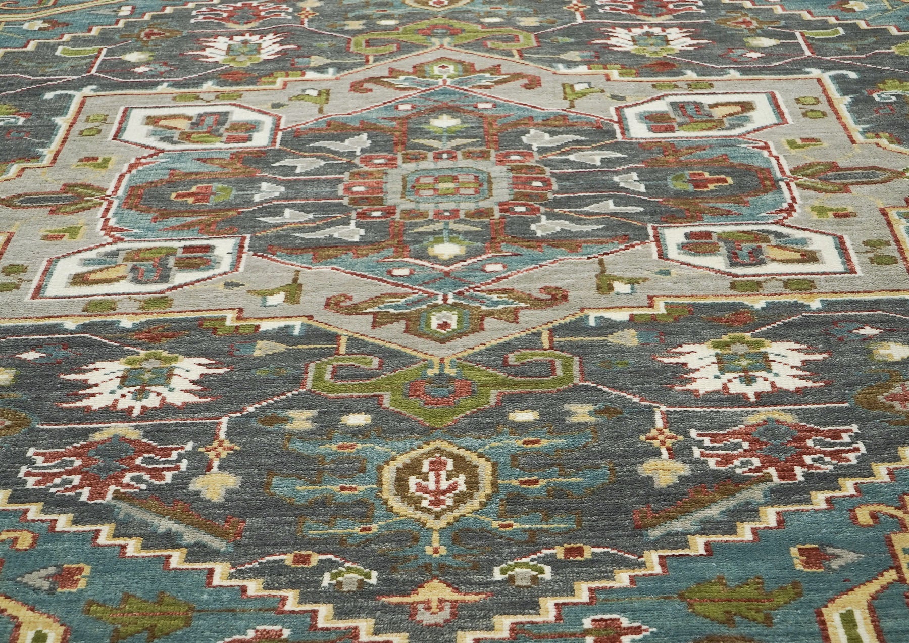 10x14 Gray, Taupe, Ivory Color Hand Knotted Oushak Wool  Oriental Rug