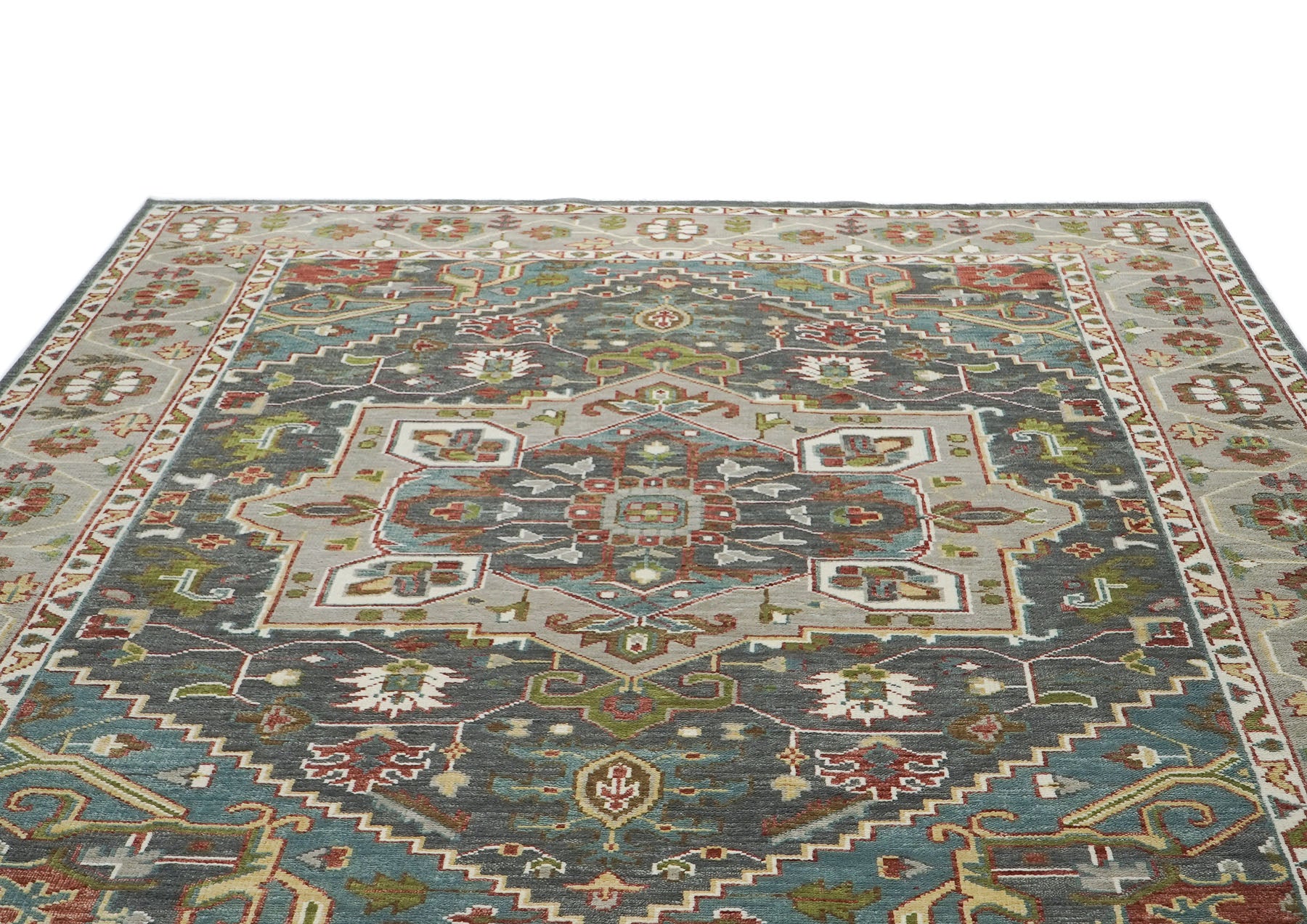 10x14 Gray, Taupe, Ivory Color Hand Knotted Oushak Wool  Oriental Rug