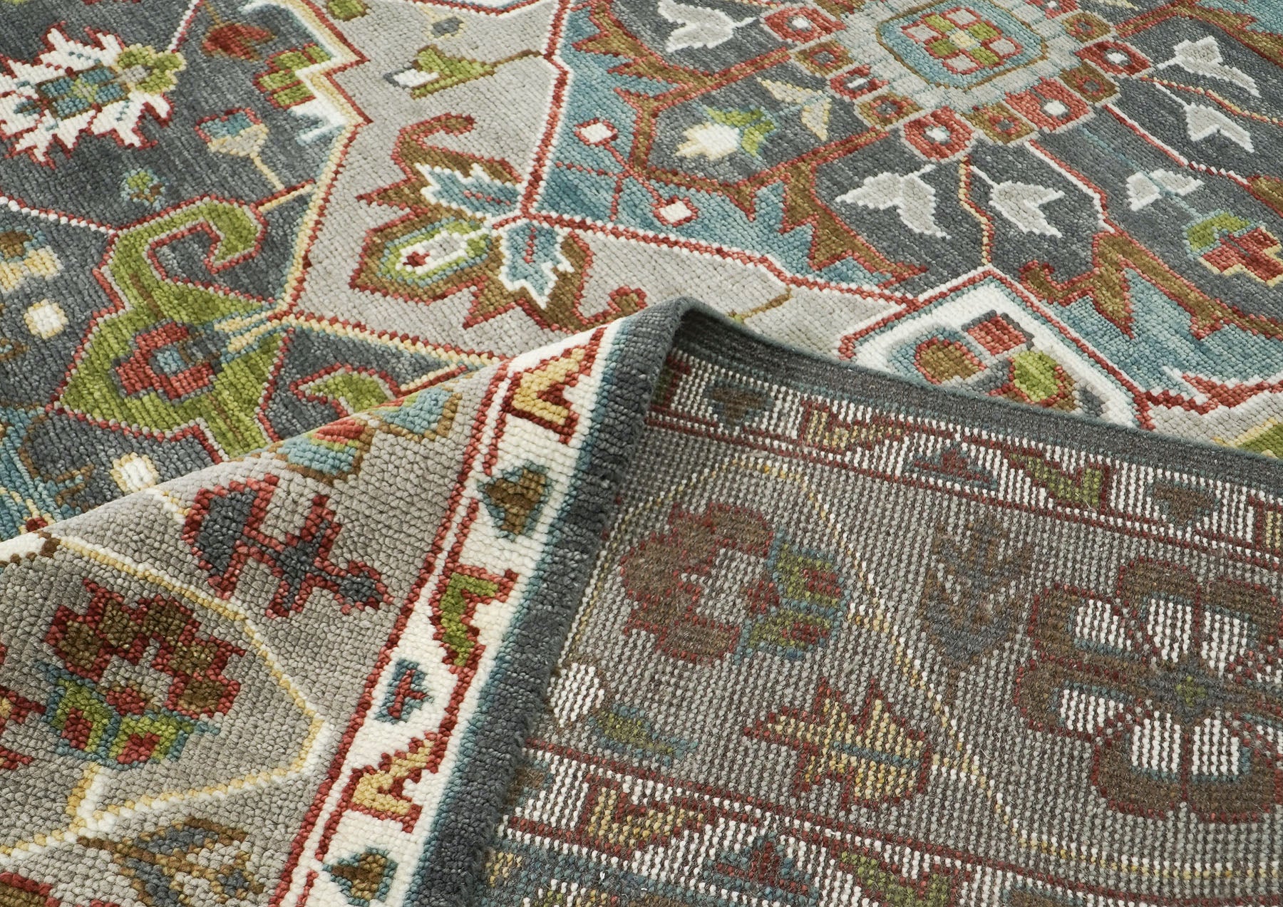 10x14 Gray, Taupe, Ivory Color Hand Knotted Oushak Wool  Oriental Rug