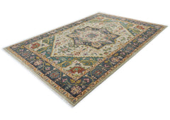 10x14 Beige, Mint, Slate Color Hand Knotted Oushak Wool  Oriental Rug