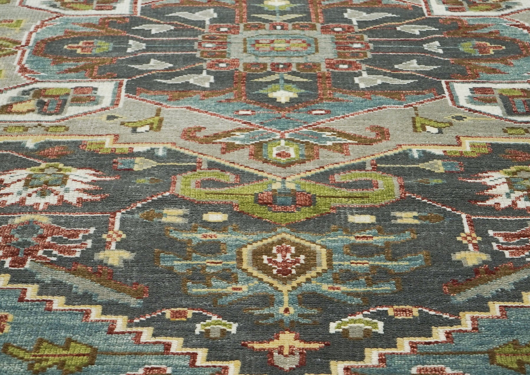 10x14 Gray, Slate, Aqua Color Hand Knotted Oushak Wool  Oriental Rug