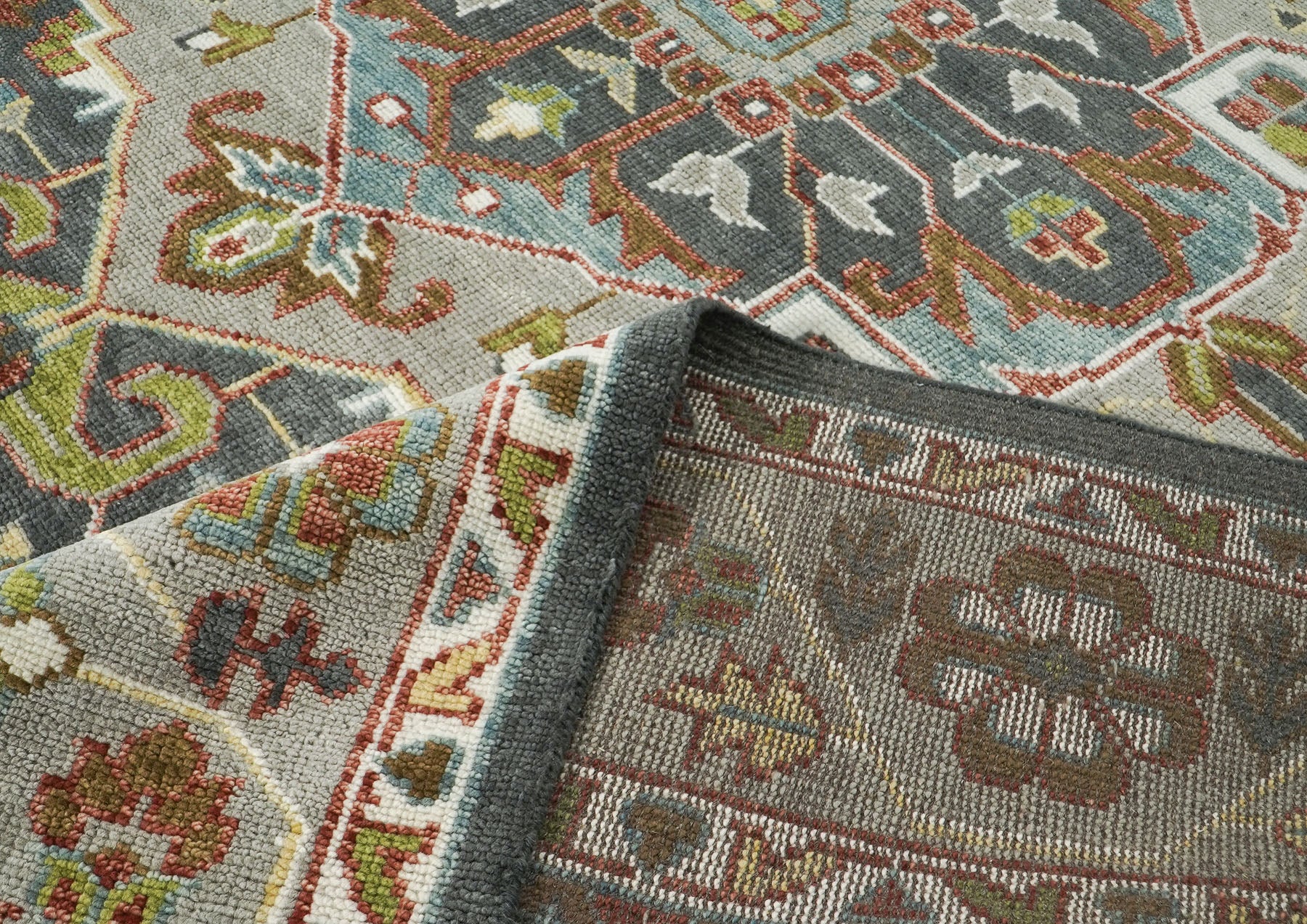 10x14 Gray, Slate, Aqua Color Hand Knotted Oushak Wool  Oriental Rug