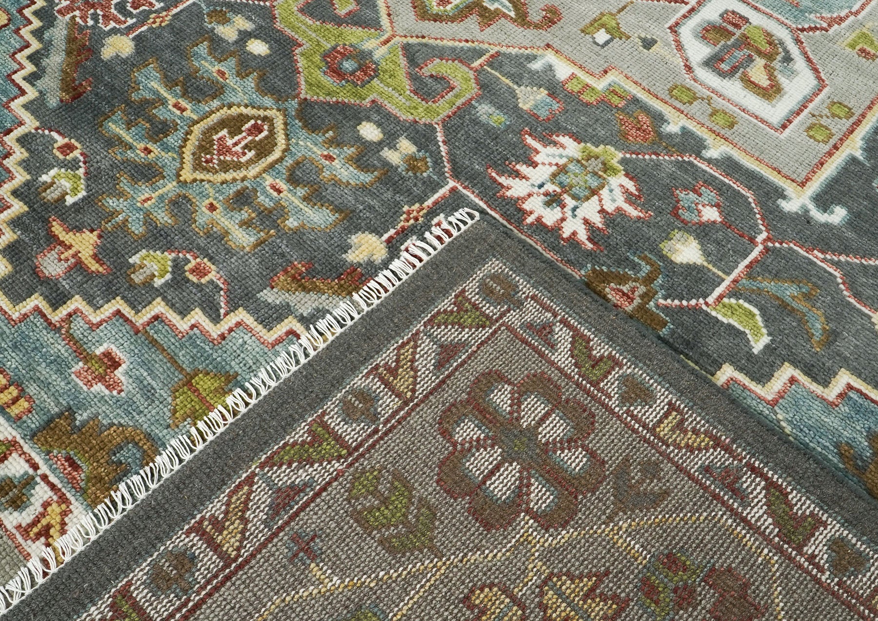 10x14 Gray, Slate, Aqua Color Hand Knotted Oushak Wool  Oriental Rug