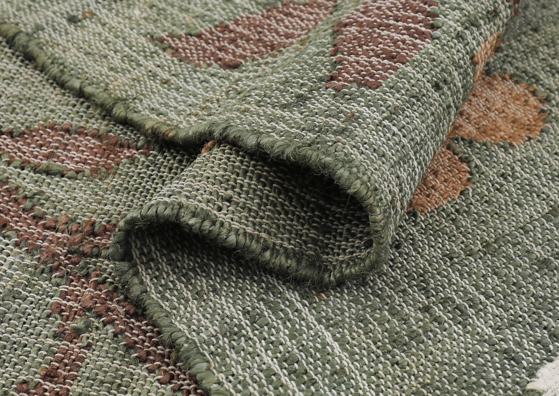 Multi Size Gray Moss Ivory Color Hand Woven Kilim Jute Traditional Oriental Rug