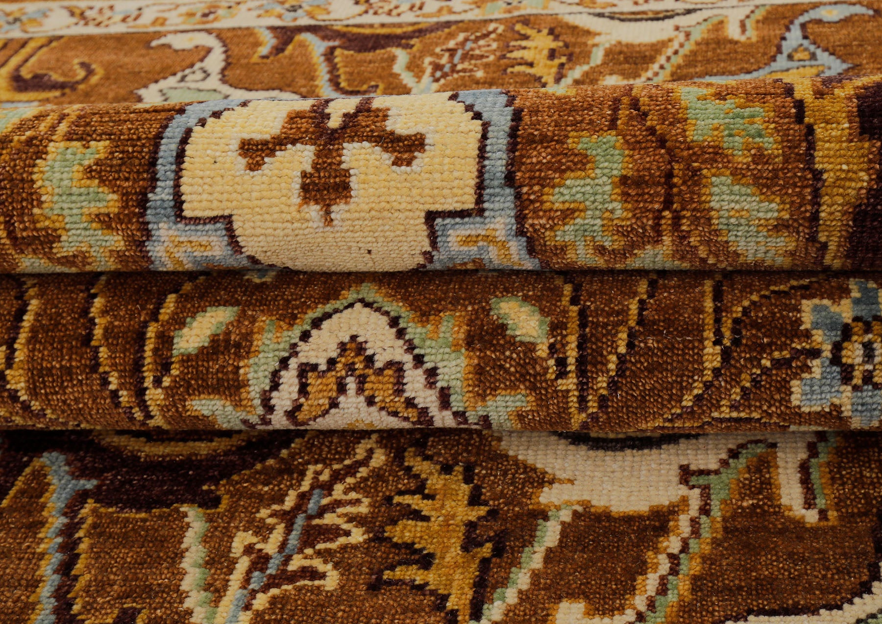 Mocha Ivory 9x12 Oushak Arts & Crafts Hand Knotted Wool Oriental Area Rug