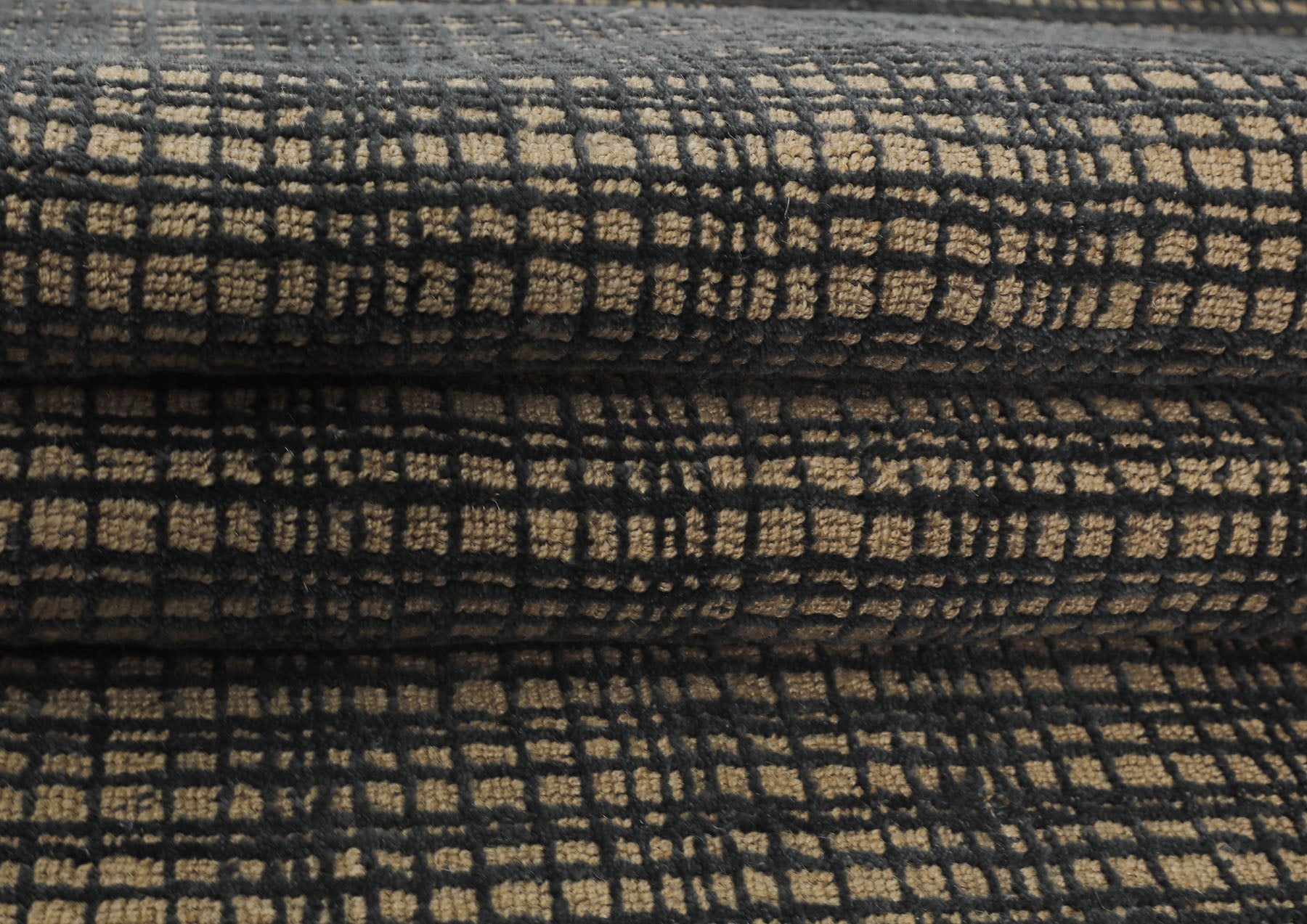 8x10 Tan, Black, Color Hand Loomed  Wool & Jute Modern & Contemporary Oriental Rug