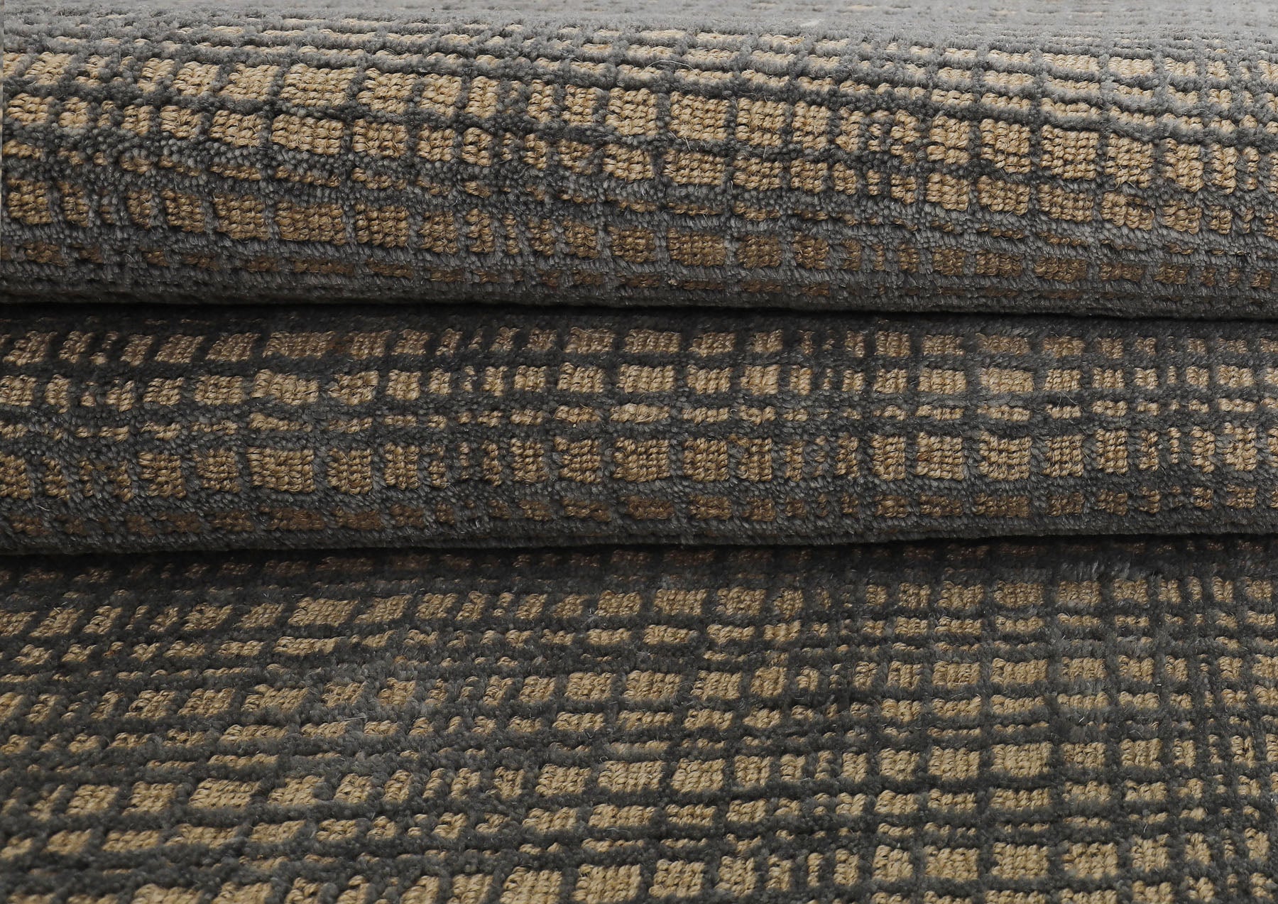 8x10 Tan, Dark gray, Color Hand Loomed  Wool & Jute Modern & Contemporary Oriental Rug