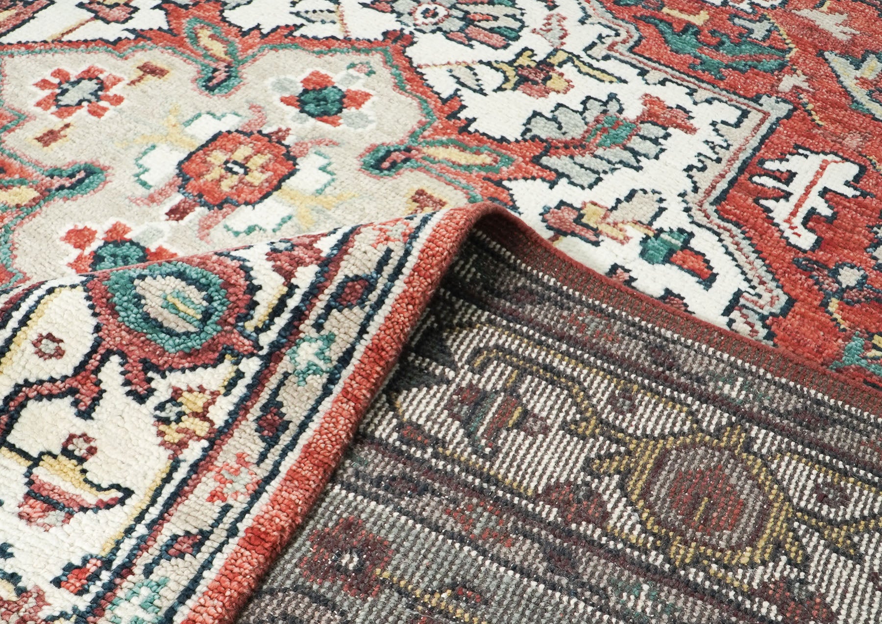 10x14 Rust, Mint, Ivory Color Hand Knotted Oushak Wool  Oriental Rug