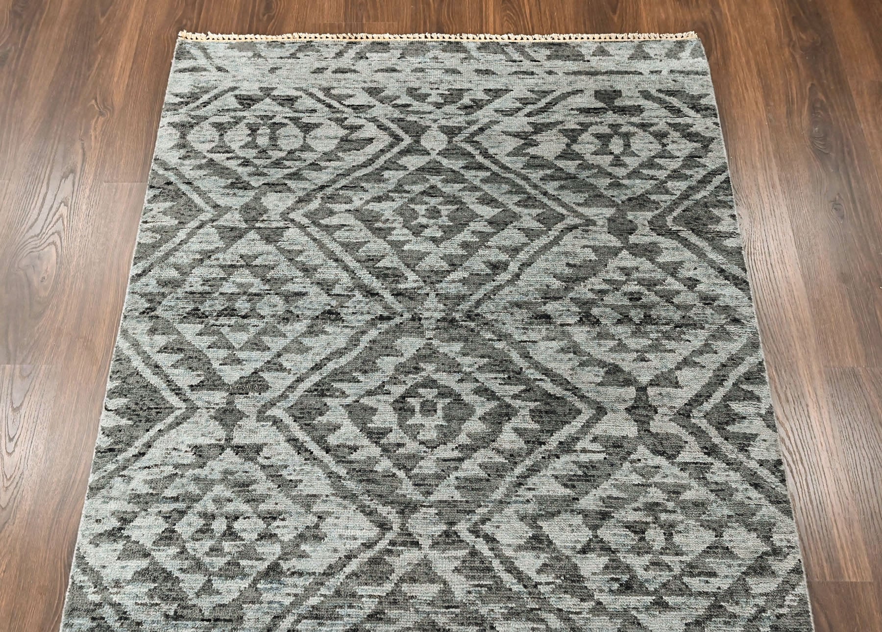 Dark Gray 3'10''x5'8'' Oushak Southwestern Hand Knotted Wool Oriental Area Rug